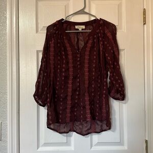 Olive & Oak small sheer Bordeaux blouse